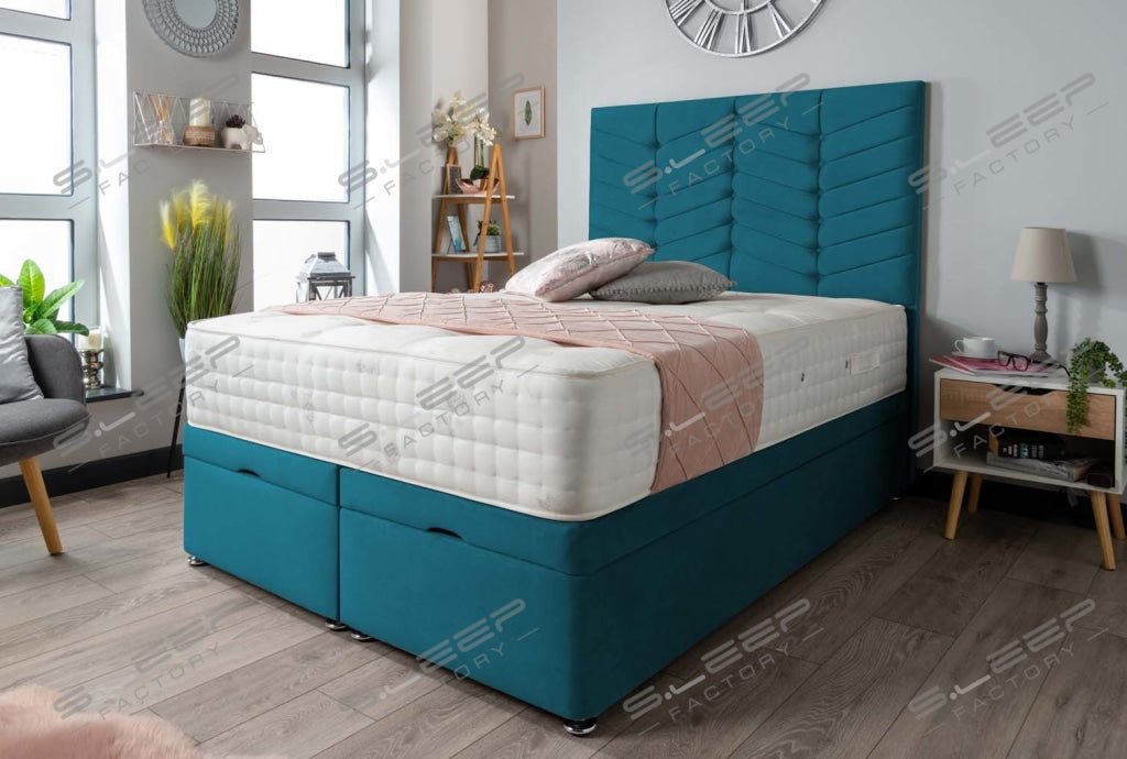 Arlignton Ottoman Storage Bed Plush Teal / 3.0Ft Front Opening