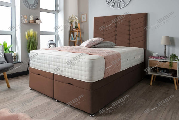 Arlignton Ottoman Storage Bed Plush Brown / 3.0Ft Front Opening