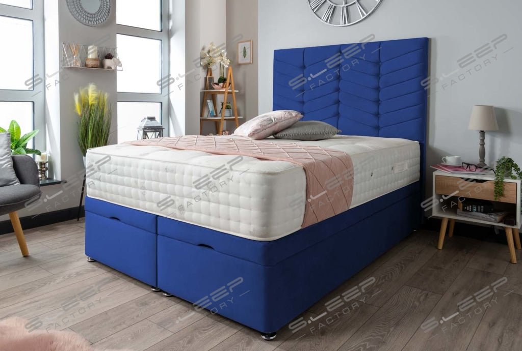 Arlignton Ottoman Storage Bed Plush Blue / 3.0Ft Front Opening