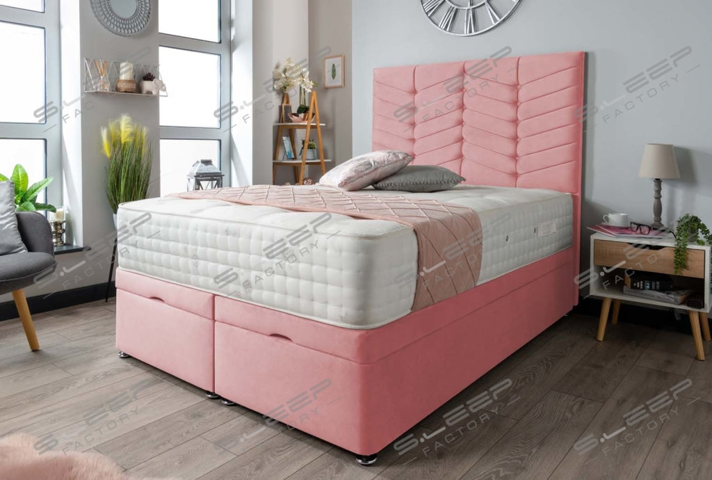 Arlignton Ottoman Storage Bed Plush Pink / 3.0Ft Front Opening