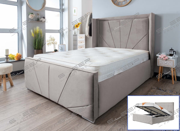 Astoria Velvet Ottoman Storage Bed Grey / 4.6Ft No