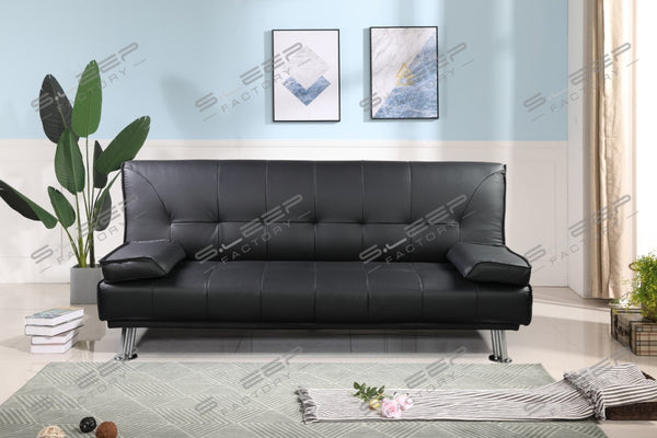 Avon Bonded Leather 3 Seater Sofa Bed Black