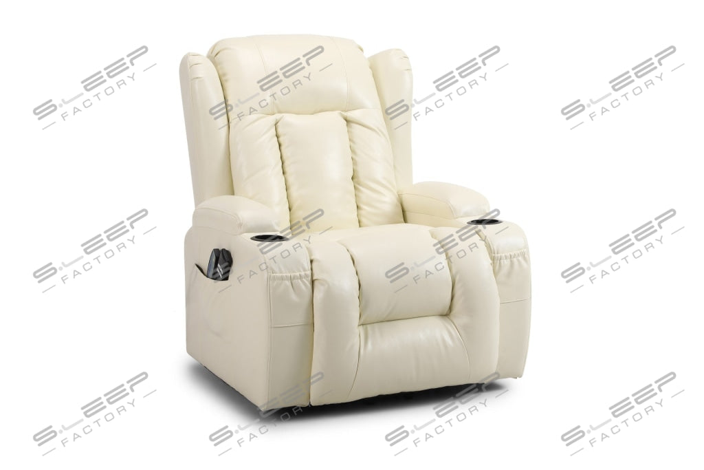 Bilbao Bonded Leather Dual Motor Rise Recliner Cream