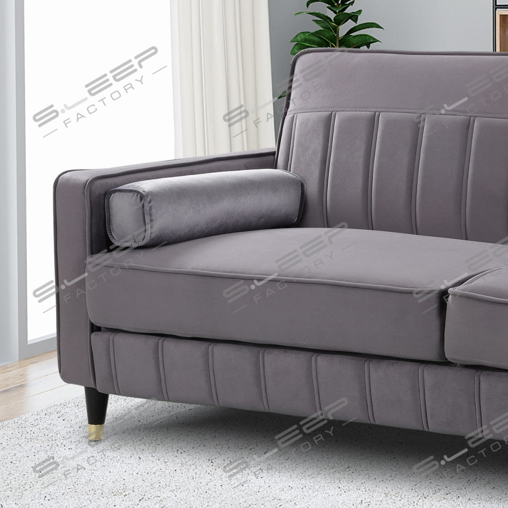 Buxton 3 Seater Velvet Upholstered Reclining Sofa Bed