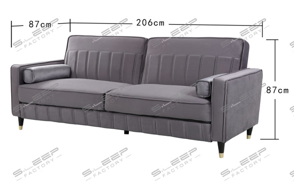 Buxton 3 Seater Velvet Upholstered Reclining Sofa Bed