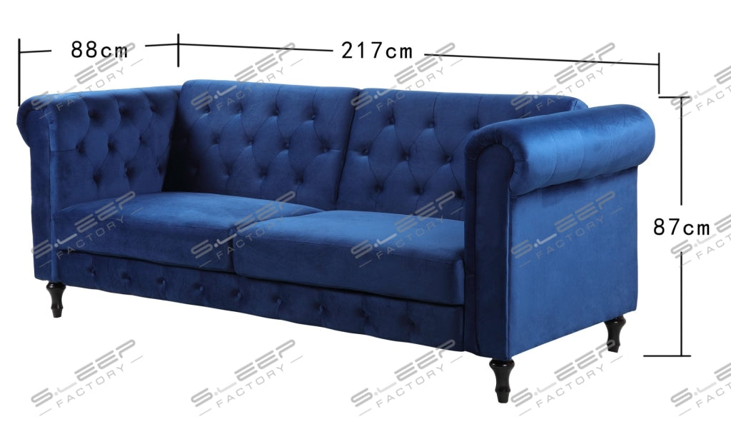 Chesterfield 3 Seater Upholstered Sofa Bed