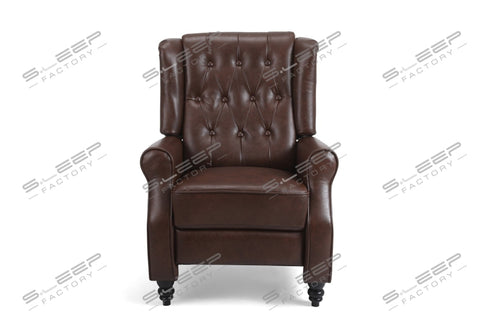 Chesterfield Manual Recliner Leather Brown