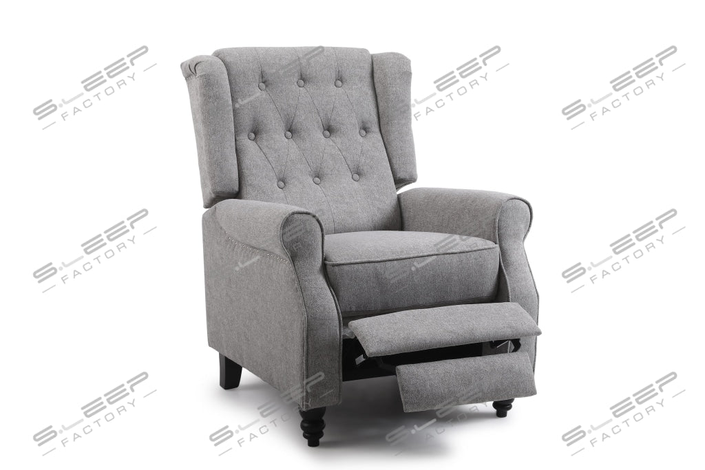 Chesterfield Manual Recliner Linen