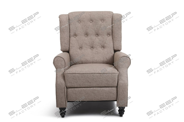 Chesterfield Manual Recliner Linen Beige