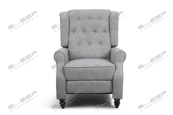 Chesterfield Manual Recliner Linen Grey