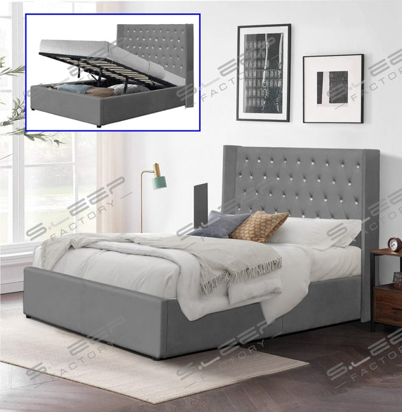 Chesterfield Velvet Ottoman Storage Bed