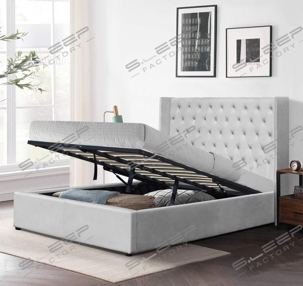 Chesterfield Velvet Ottoman Storage Bed