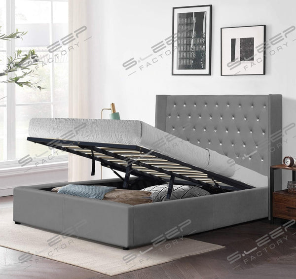 Chesterfield Velvet Ottoman Storage Bed