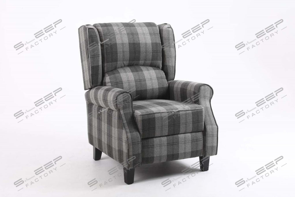 Eaton Upholstered Manual Recliner Checked Grey