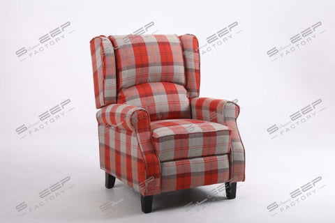 Eaton Upholstered Manual Recliner Checked Red