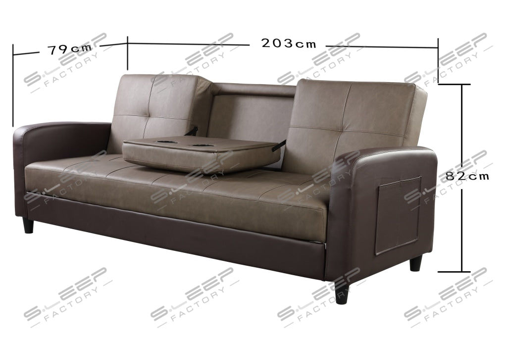 Eden 3 Seater Leather Reclining Sofa Bed