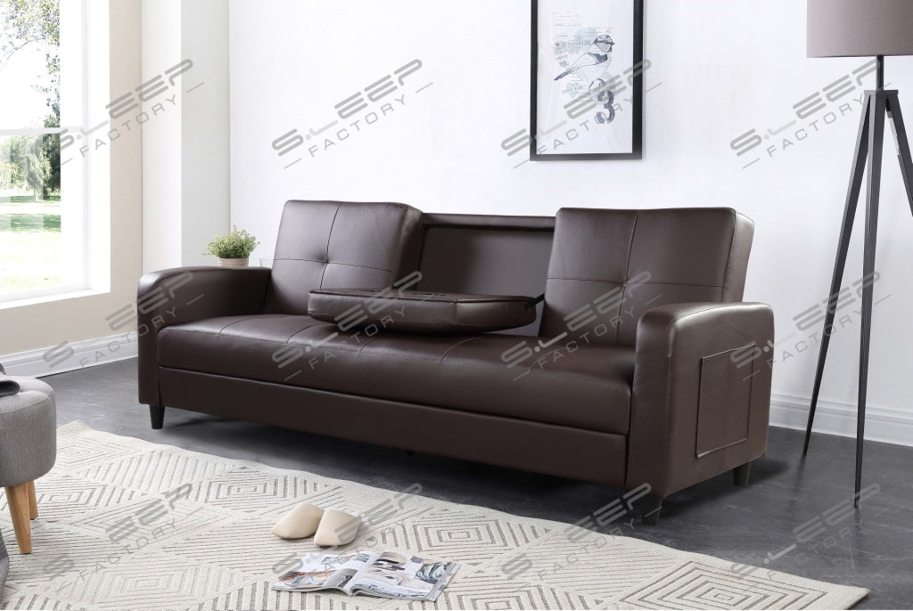 Eden 3 Seater Leather Reclining Sofa Bed