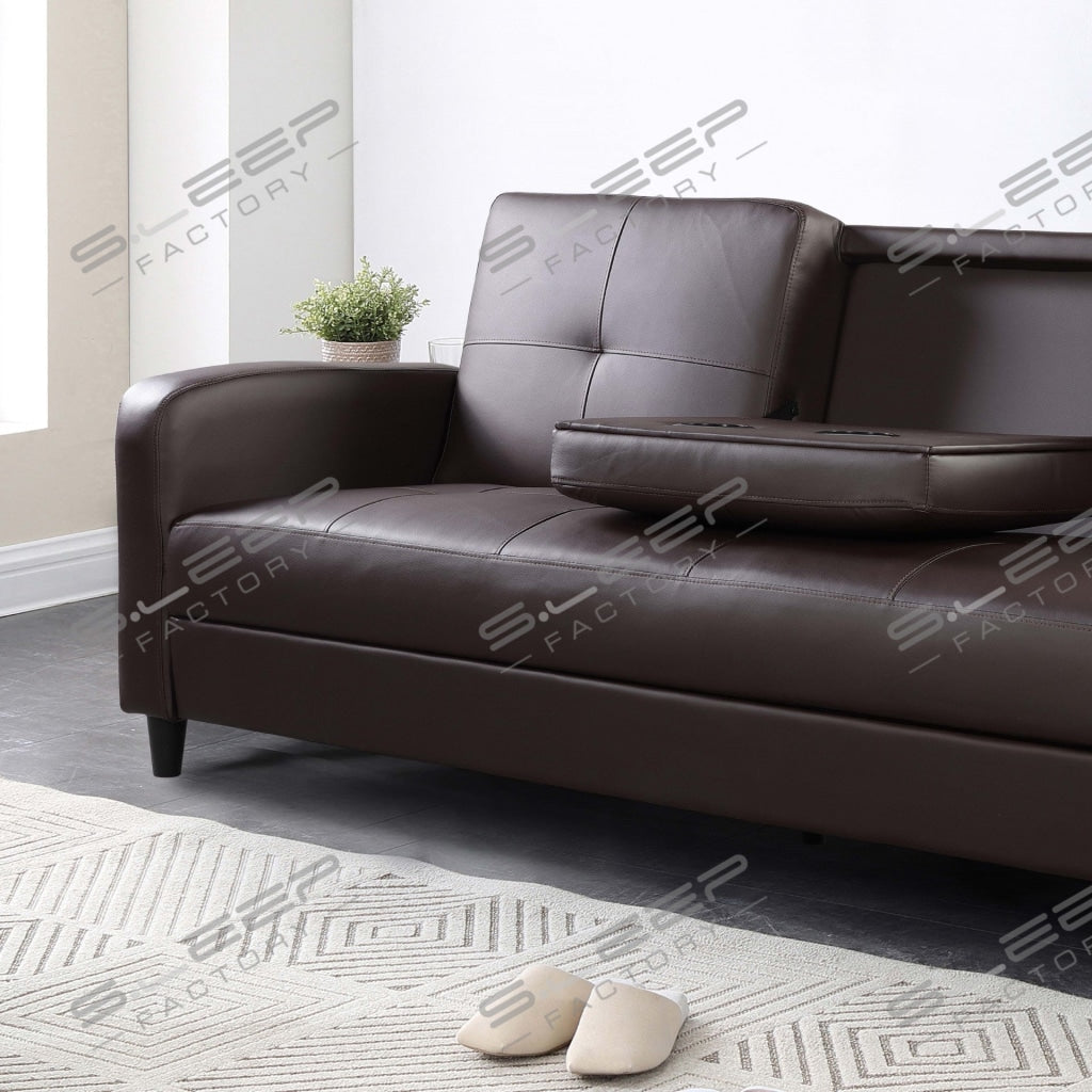 Eden 3 Seater Leather Reclining Sofa Bed