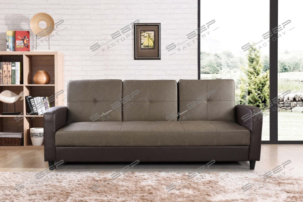 Eden 3 Seater Leather Reclining Sofa Bed Ash Grey