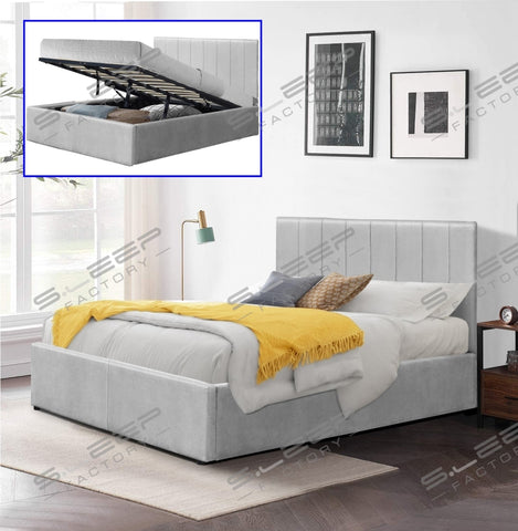 Florence Velvet Ottoman Storage Bed Grey / 4.0Ft No