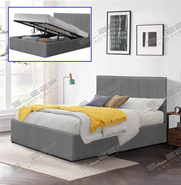 Florence Velvet Ottoman Storage Bed Steel / 4.0Ft No