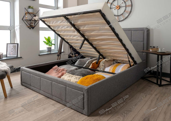 Grayson Grey Fabric Ottoman Storage Bed