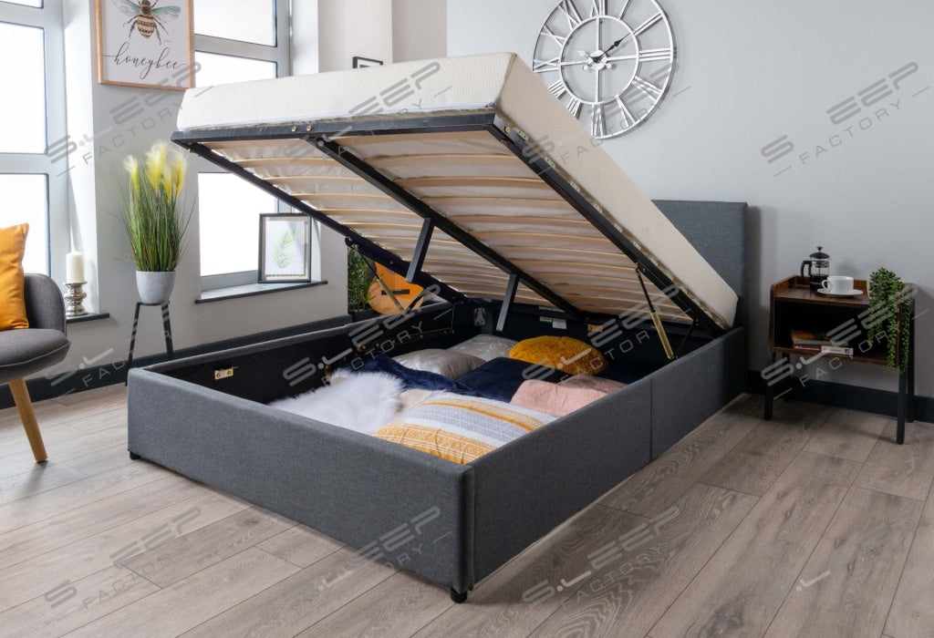 Havana Grey Fabric Ottoman Storage Bed