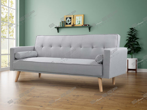 Herera 3 Seater Fabric Upholstered Reclining Sofa Bed Grey