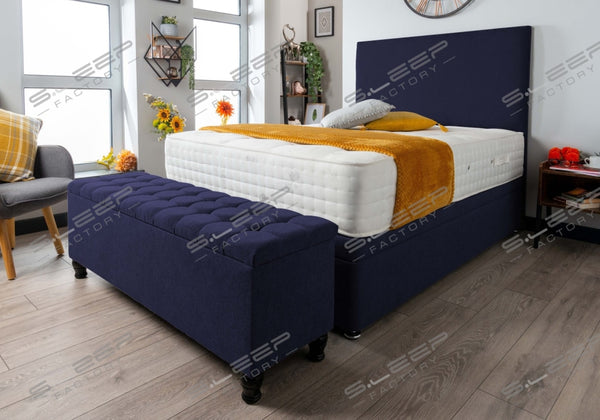 Lunada Ottoman Bed Set Wool Blue / 3.0Ft Front Opening