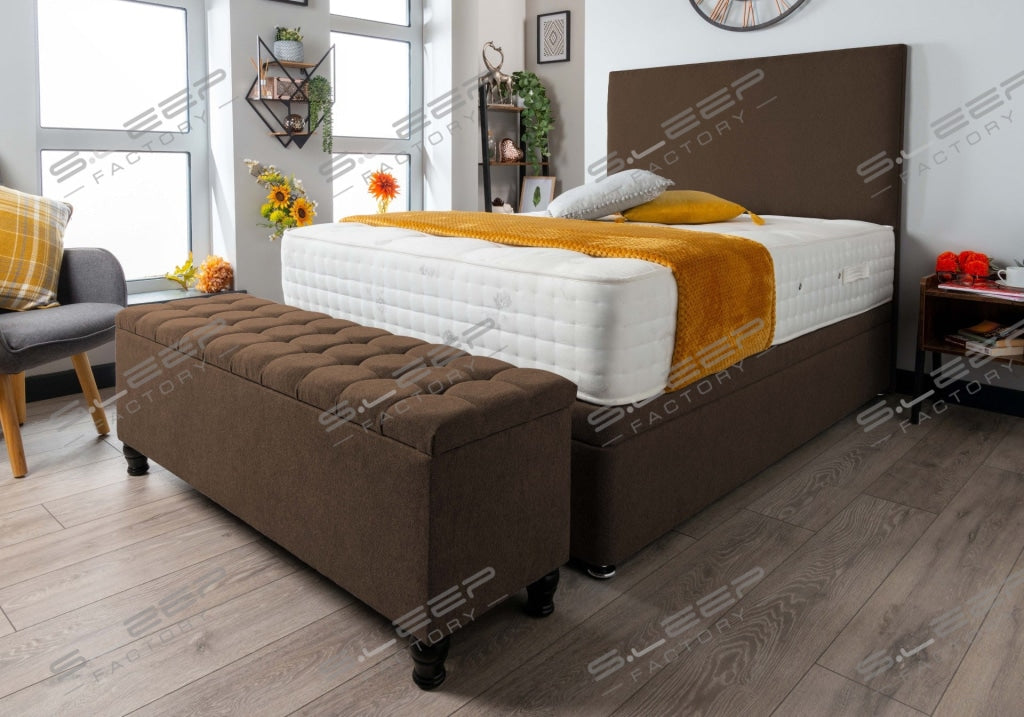 Lunada Ottoman Bed Set Wool Brown / 3.0Ft Front Opening