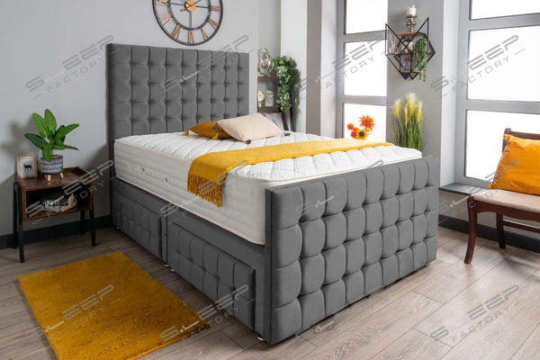 Luxury Petra Divan Bed Set Plush Steel / 2.6Ft No Draws