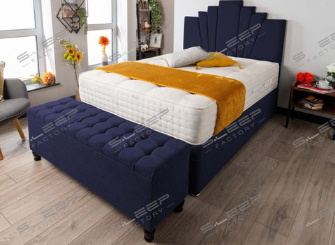 Manhattan Ottoman Storage Bed Set Wool Blue / 3.0Ft Front Opening