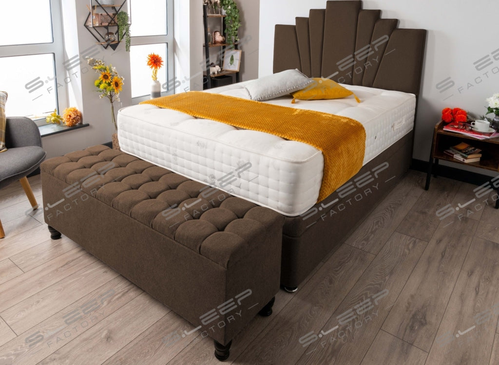 Manhattan Ottoman Storage Bed Set Wool Brown / 3.0Ft Front Opening