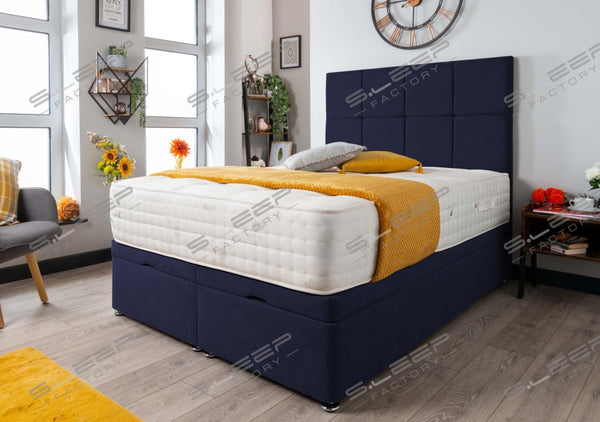 Marbella Ottoman Storage Bed Wool Blue / 3.0Ft Front Opening