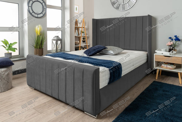 Nevis Grey Velvet Ottoman Storage Bed Gaslift