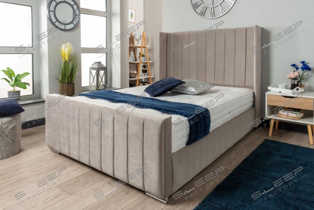 Nevis Grey Velvet Ottoman Storage Bed Gaslift