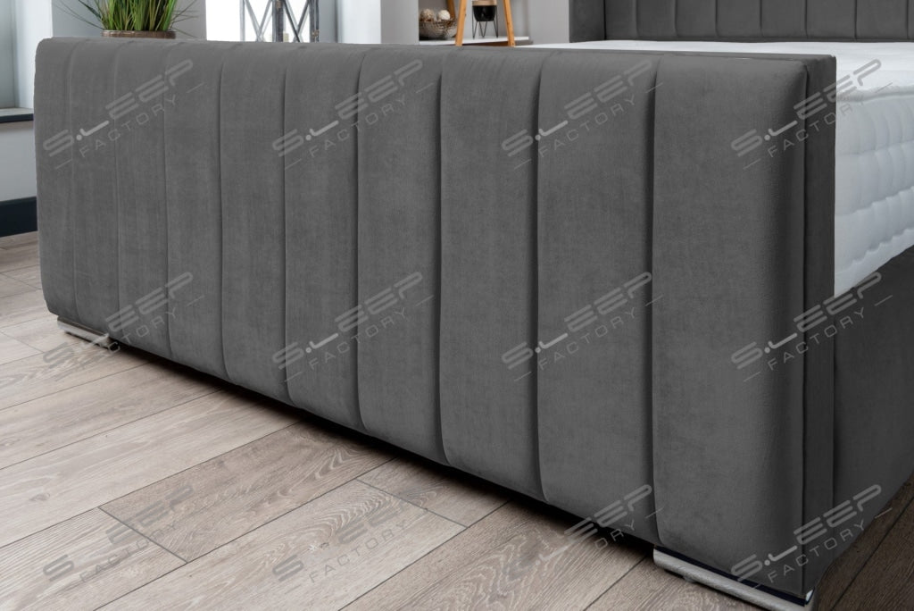 Nevis Grey Velvet Ottoman Storage Bed Gaslift