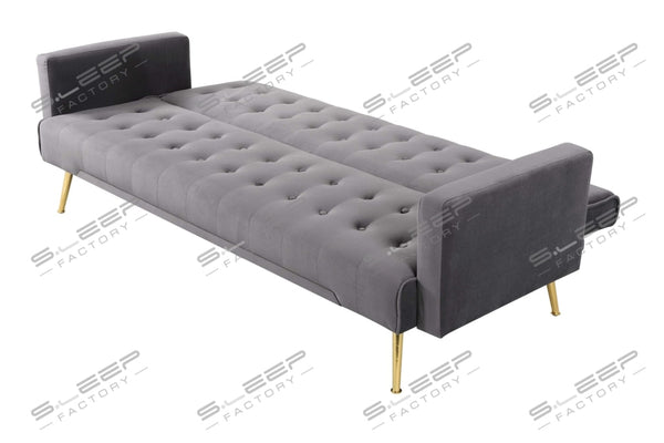 Nour Velvet Upholstered 3 Seater Sofa Bed