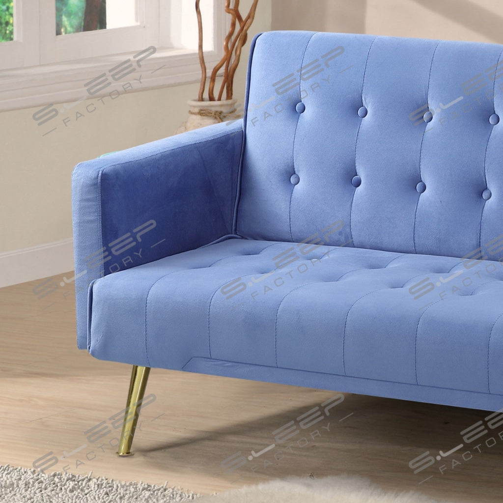 Nour Velvet Upholstered 3 Seater Sofa Bed