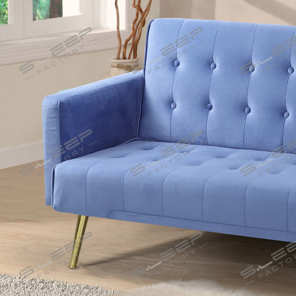 Nour Velvet Upholstered 3 Seater Sofa Bed