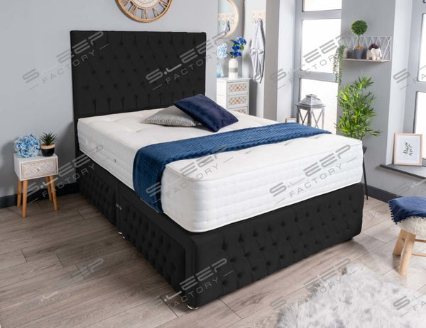 Sonora Divan Bed Set Plush Black / 2.6Ft No Draws