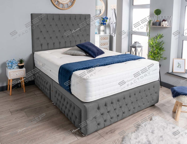 Sonora Divan Bed Set Plush Steel / 2.6Ft No Draws