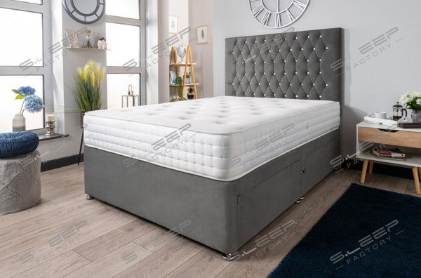 The Rhone Diamante Divan Bed Set Suede