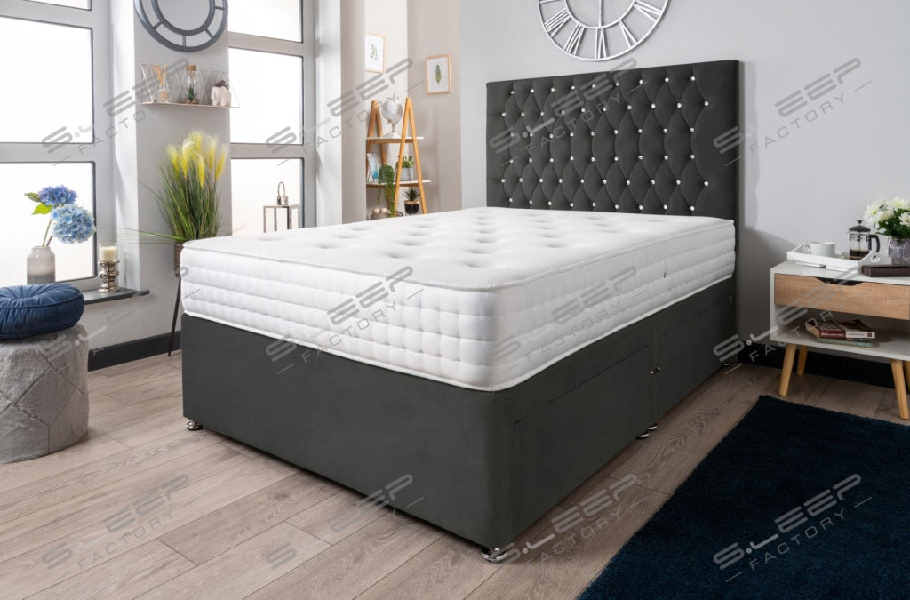 The Rhone Diamante Divan Bed Set Suede