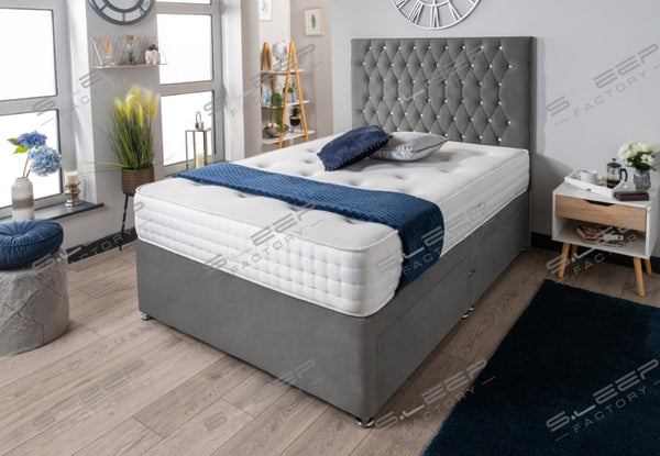 The Rhone Diamante Divan Bed Set Suede