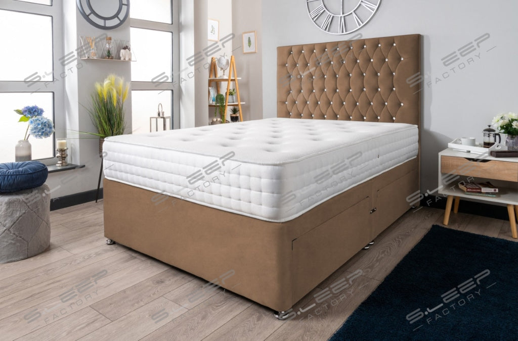 The Rhone Diamante Divan Bed Set Suede