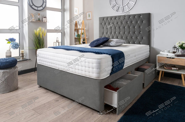 The Rhone Diamante Divan Bed Set Suede