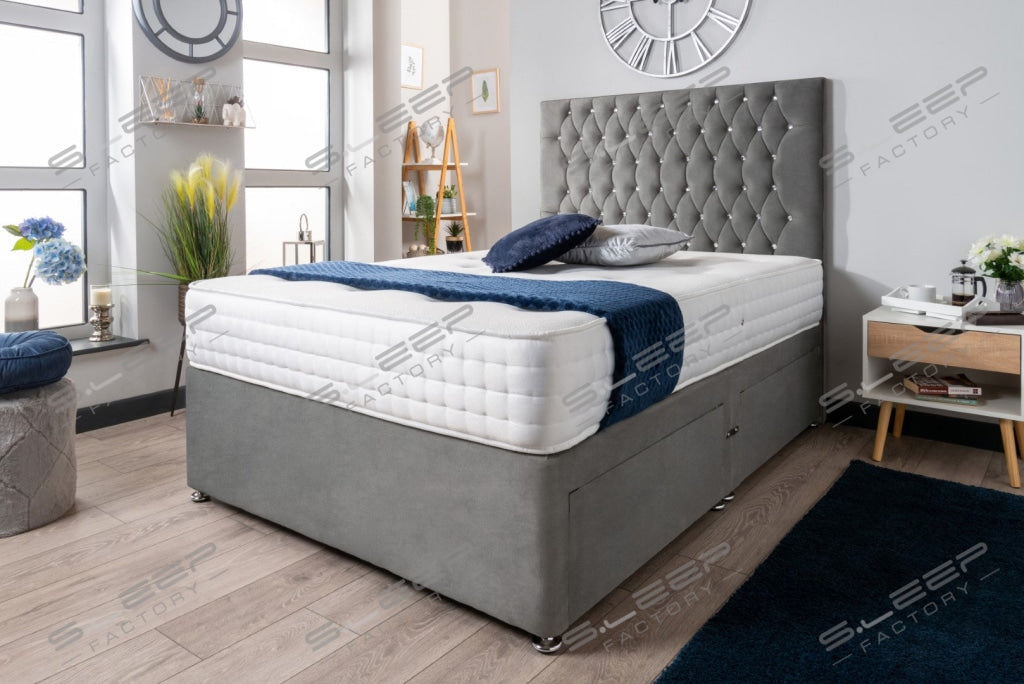 The Rhone Diamante Divan Bed Set Suede