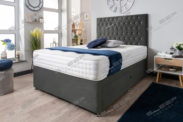 The Rhone Diamante Divan Bed Set Suede