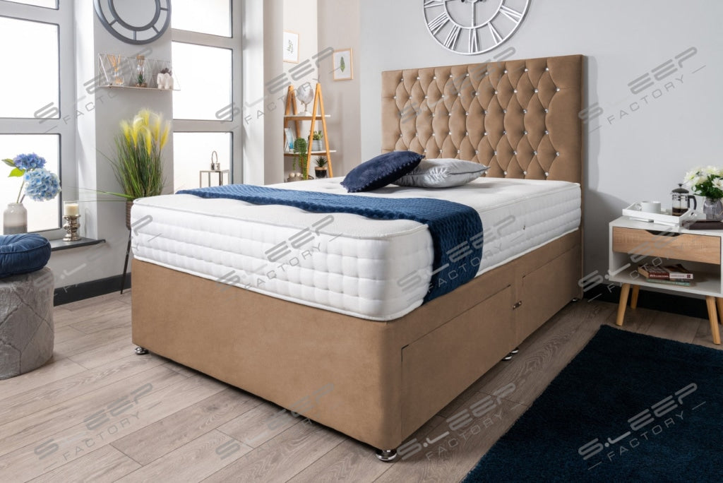 The Rhone Diamante Divan Bed Set Suede